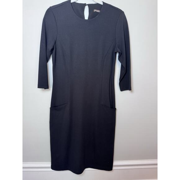 J. McLaughlin Catalyst Small Black Ponte Knit Crew Neck 3/4 Sleeves Sheath Dress - Picture 1 of 11